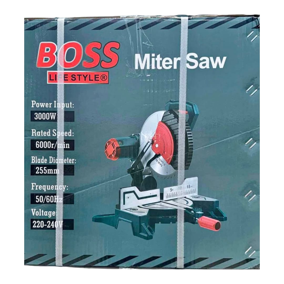 Boss mitersaw 3000w 50/60hz 220-240v 255mm - Atlow Gulf Hardware Store